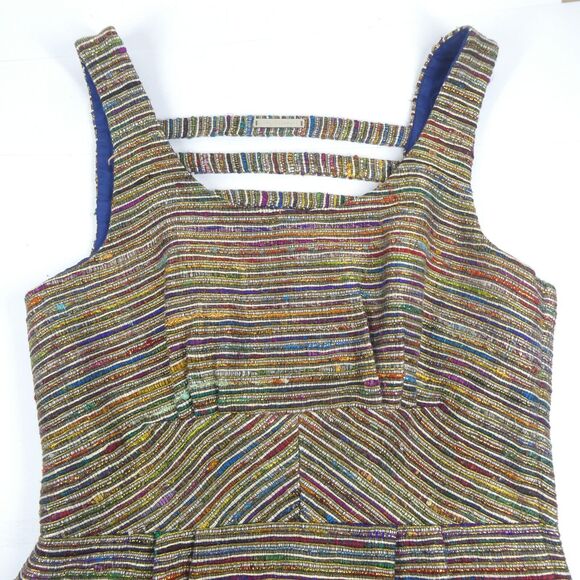 Loeffler Randall Dress 8 Metallic Tweed Silk Ladder Back - Picture 9 of 14